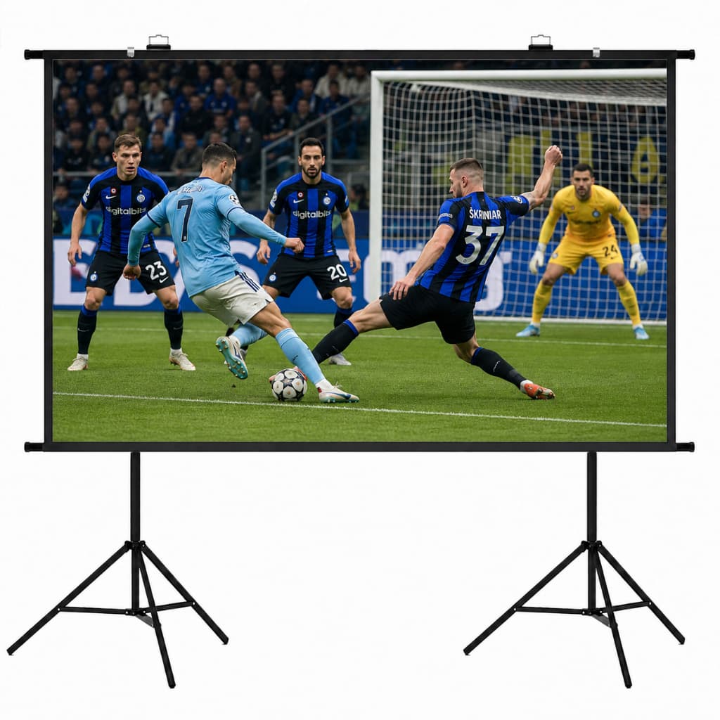 TASSOS Tela Projetor 120 Polegadas Branca Dupla Face 3 Camadas Alta Densidade Tripé Duplo Cinema Casa