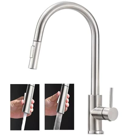 Misturador Ago Inox Escovado Torneira de Cozinha Bancada Gourmet Bico Extensivel Monocomando