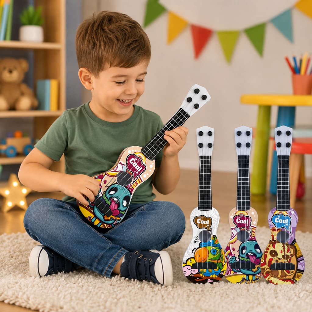 Brinquedo Guitarra Musical Infantil Luminosa Som Real Instrumento Educativo Colorida