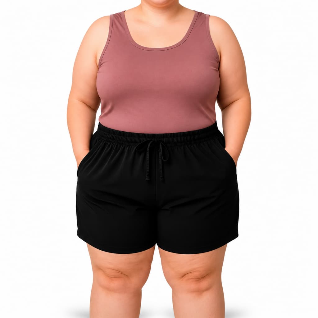 Shortinho De Praia G1 G2 G3 - Tamanho Grande Plus Size com Bolso Preto Tecido Leve Macio Direto da fábrica