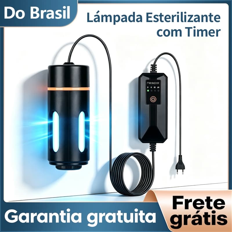 Lâmpada UV Esterilizadora para Aquário Newpet com Timer Combate Água Verde e Algas Bivolt
