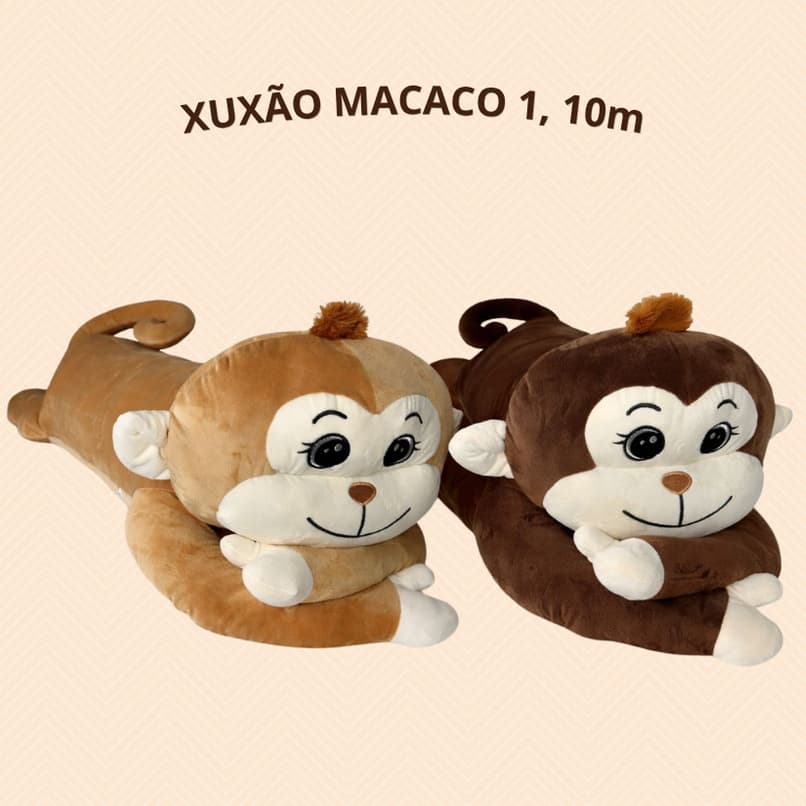 Travesseiro de Corpo Pelúcia Xuxão Macaco 1,10m Para Crianças e Adultos Menina e Menino Decoração para Quarto e Festa