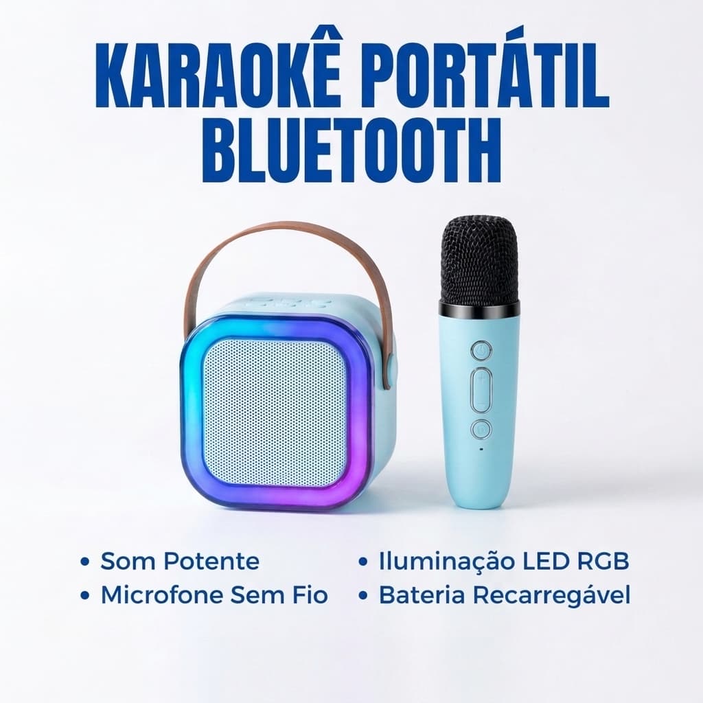 K12 Caixa de Som Com Microfone Bluetooth Karaokê Portátil Led RGB