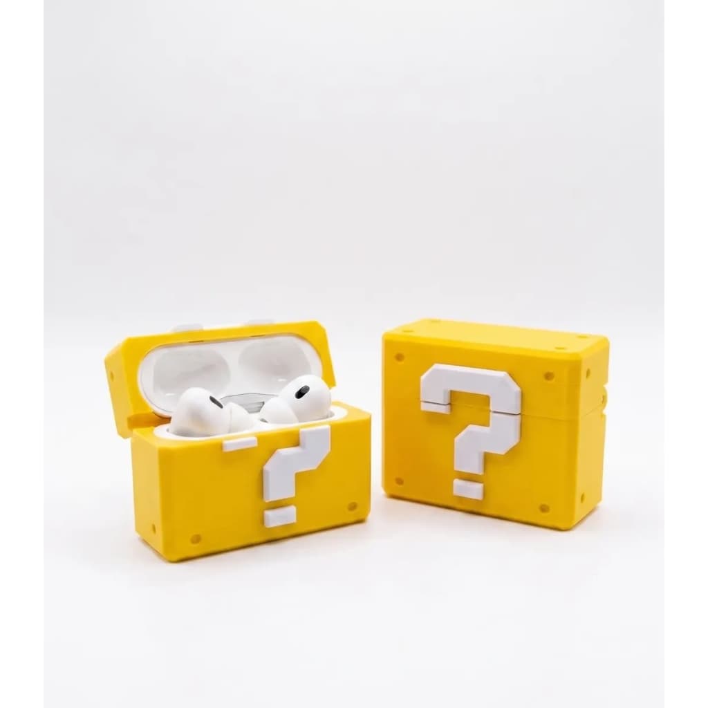 Capa Case AirPods Pro 1 e 2 Bloco Interrogação Super Mario Amarelo