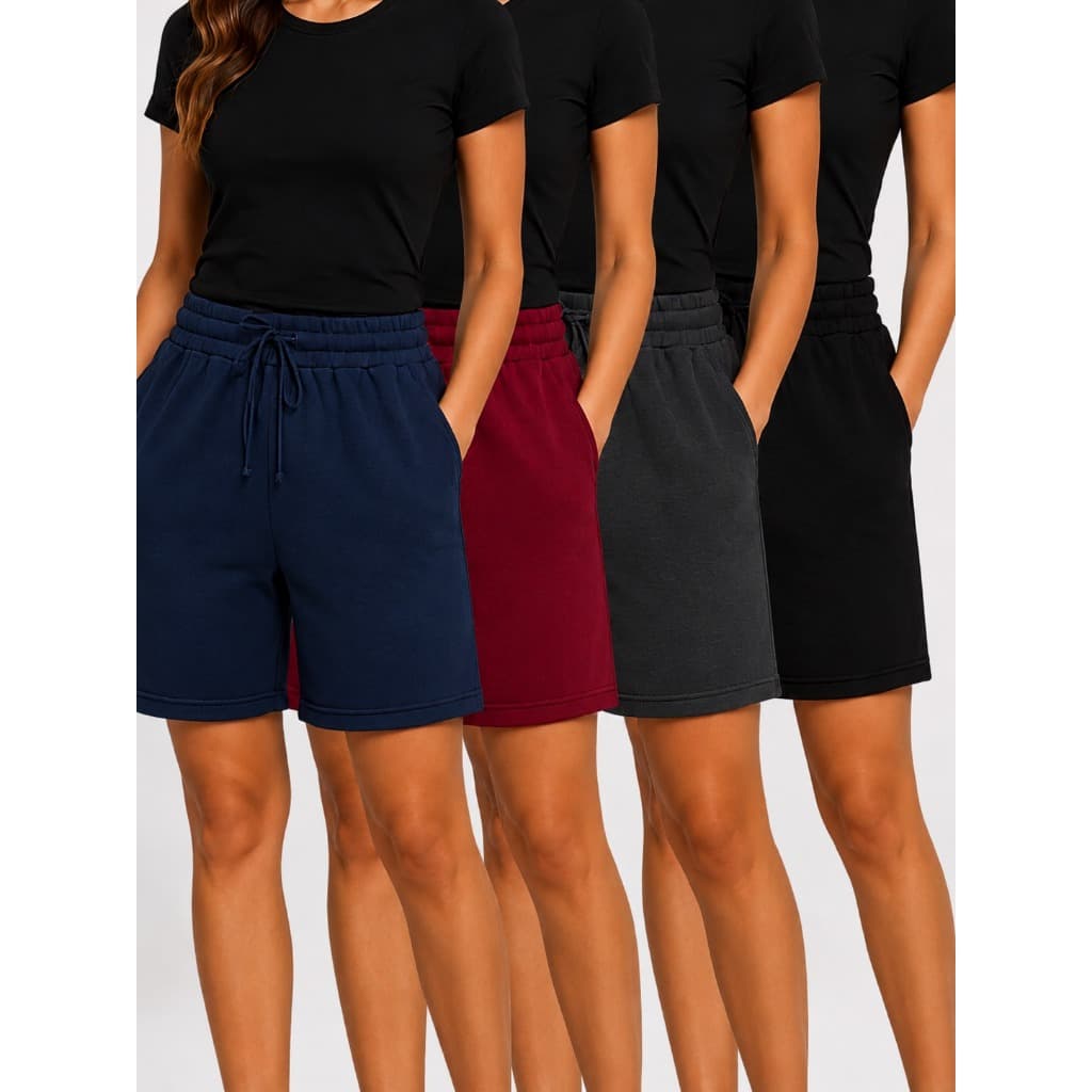 Bermuda Feminina Viscolycra Cintura Alta com Bolso e Cordão Shorts Confortável para Verão