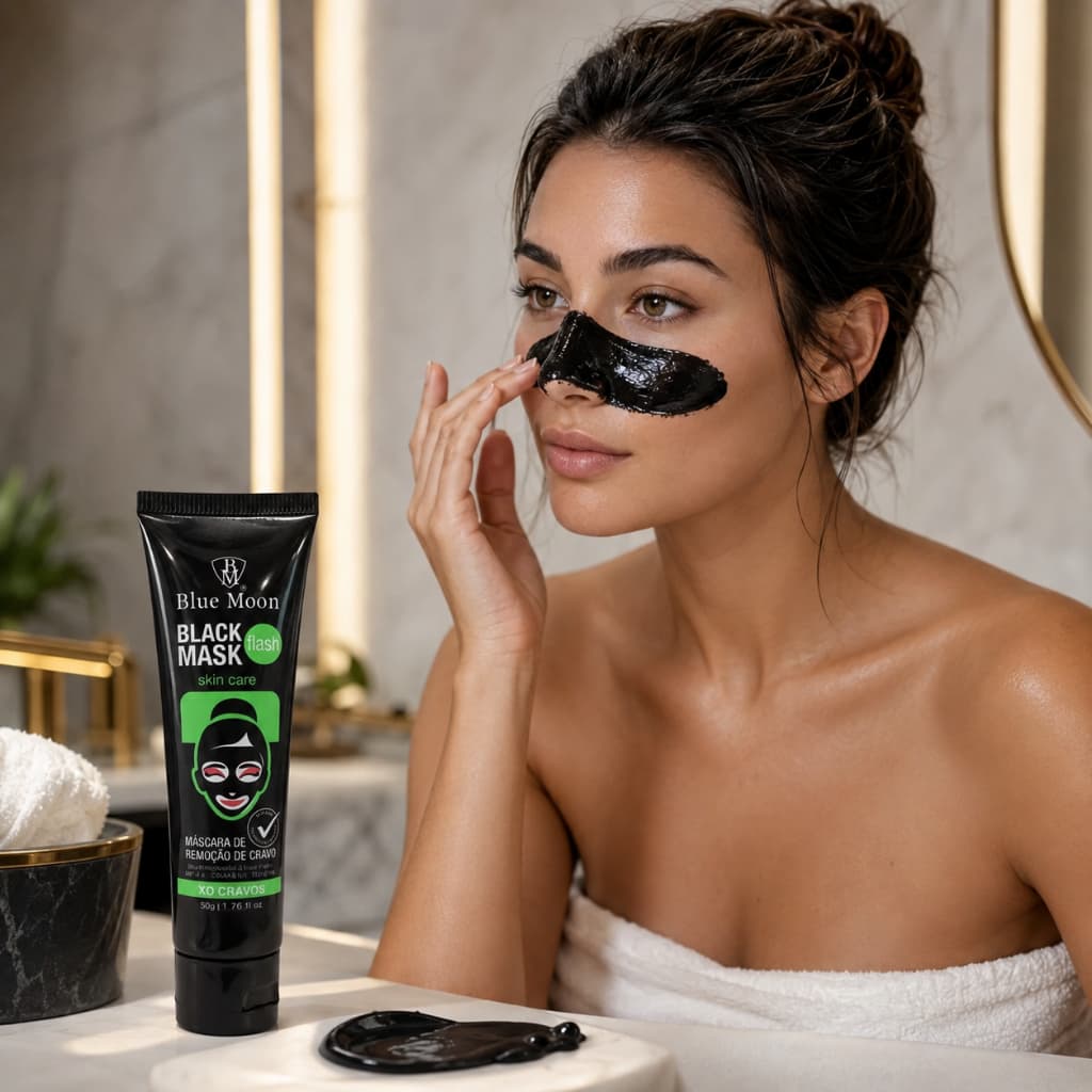 Máscara Facial Preta Peel Off Carvão Ativado para Cravos, Poros e Oleosidade | Limpeza Facial Bluemoon
