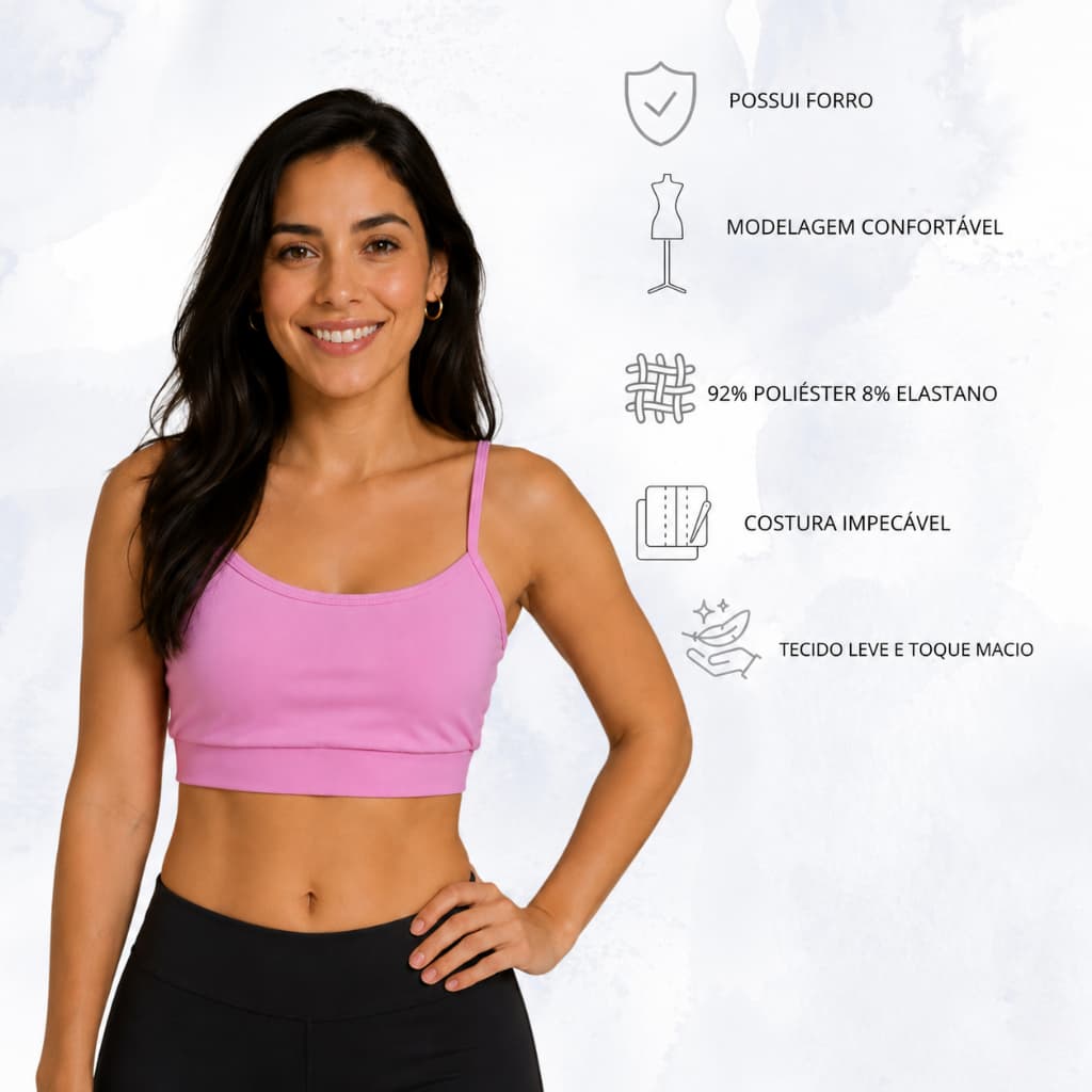 Top Fitness Liso Feminino Adulto Com Bojo Removível De Academia Fitness Treino Corrida