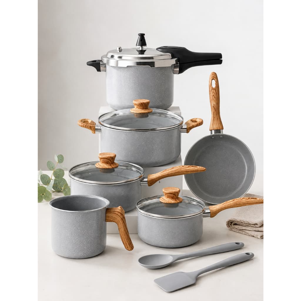 Jogo De Panelas Antiaderente Cerâmica Indução com Panela de Pressao Brinox e Utensilios 8pcs