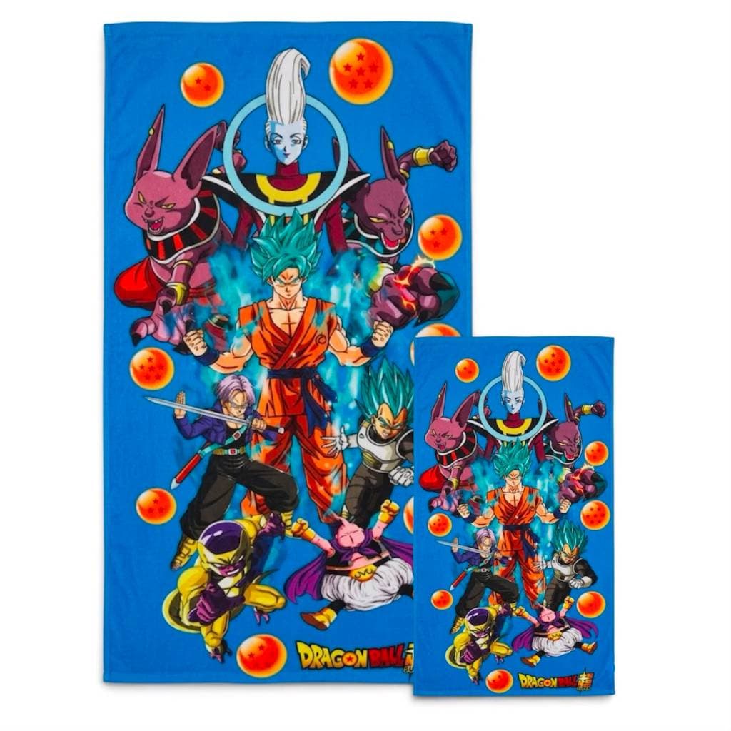 Kit Toalha de Banho + Toalha de Boca Dragon Ball Anime Praia Piscina