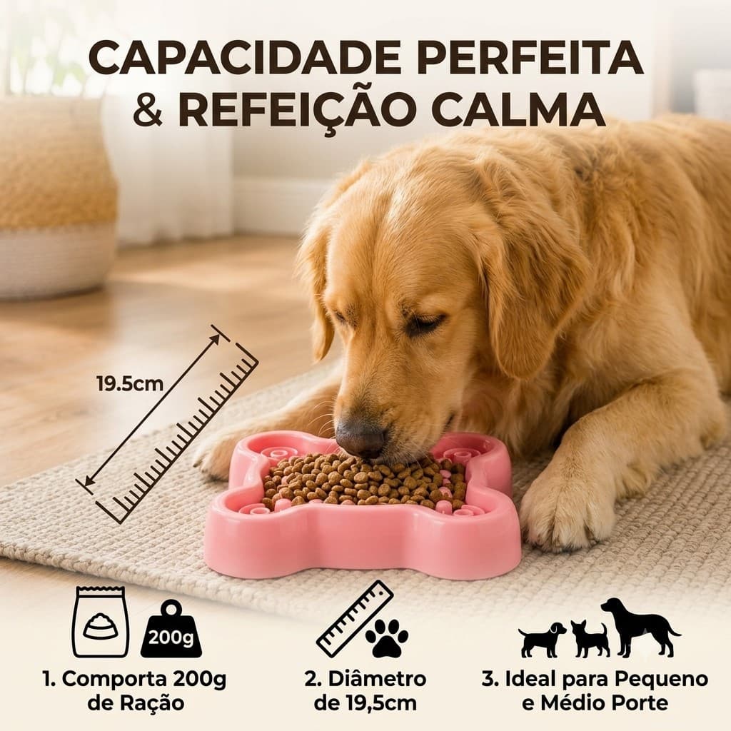 Comedouro Lento Educativo Cães Tigela Anti-Engasgo Ração Pet