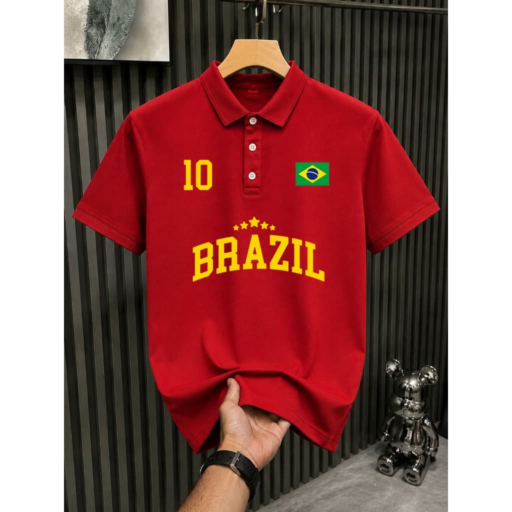 Camisa Polo Brasil 10 Br Brasileira  2026 Camisa Masculina Malha Piquet