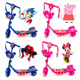 Patinete Musical 3 Rodas Infantil Cesta E Luzes Vários Modelos Lindos Novidade Menino Menina