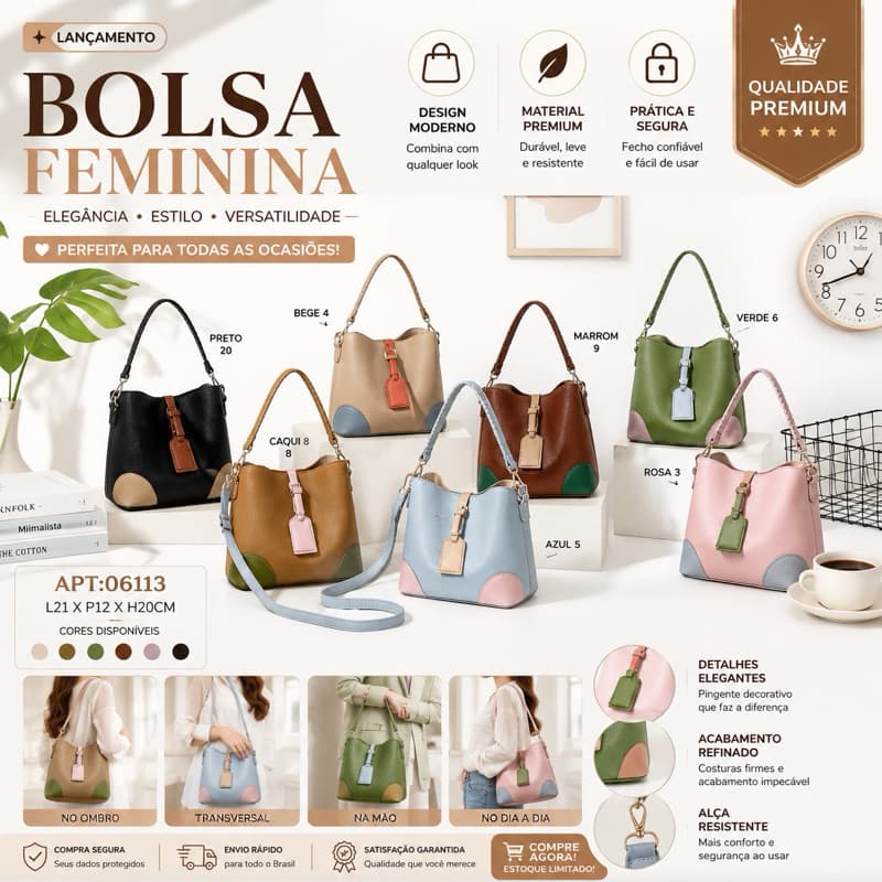 Bolsa Feminina de Ombro Premium  06113