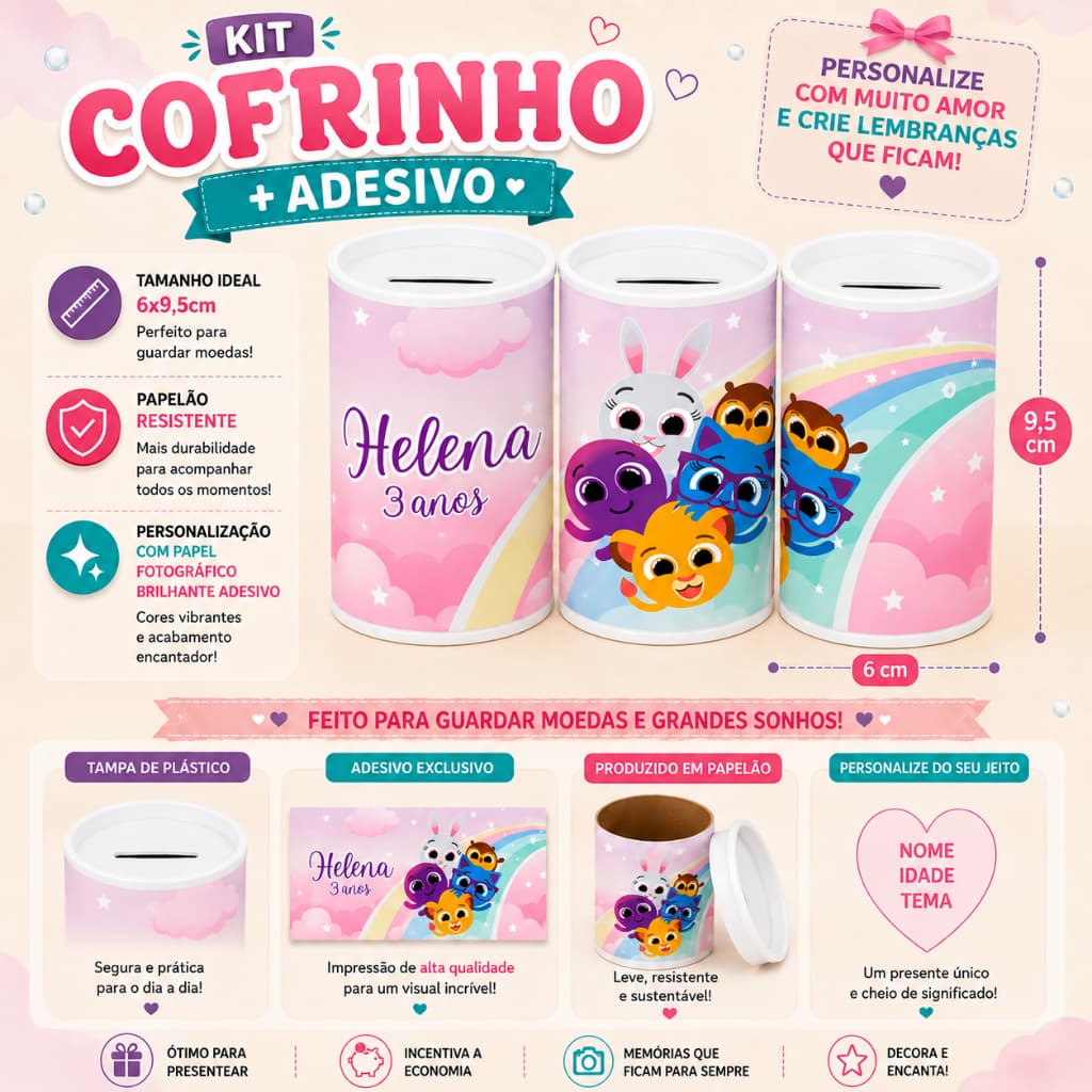 Cofrinhos Personalizados Bolofofos Kits 9/12/15/24/30
