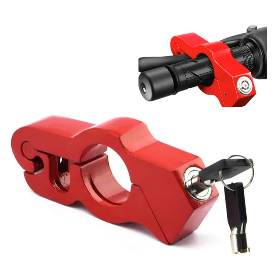 Trava Antifurto Manete Guidão Moto Freio Vermelho Segurança