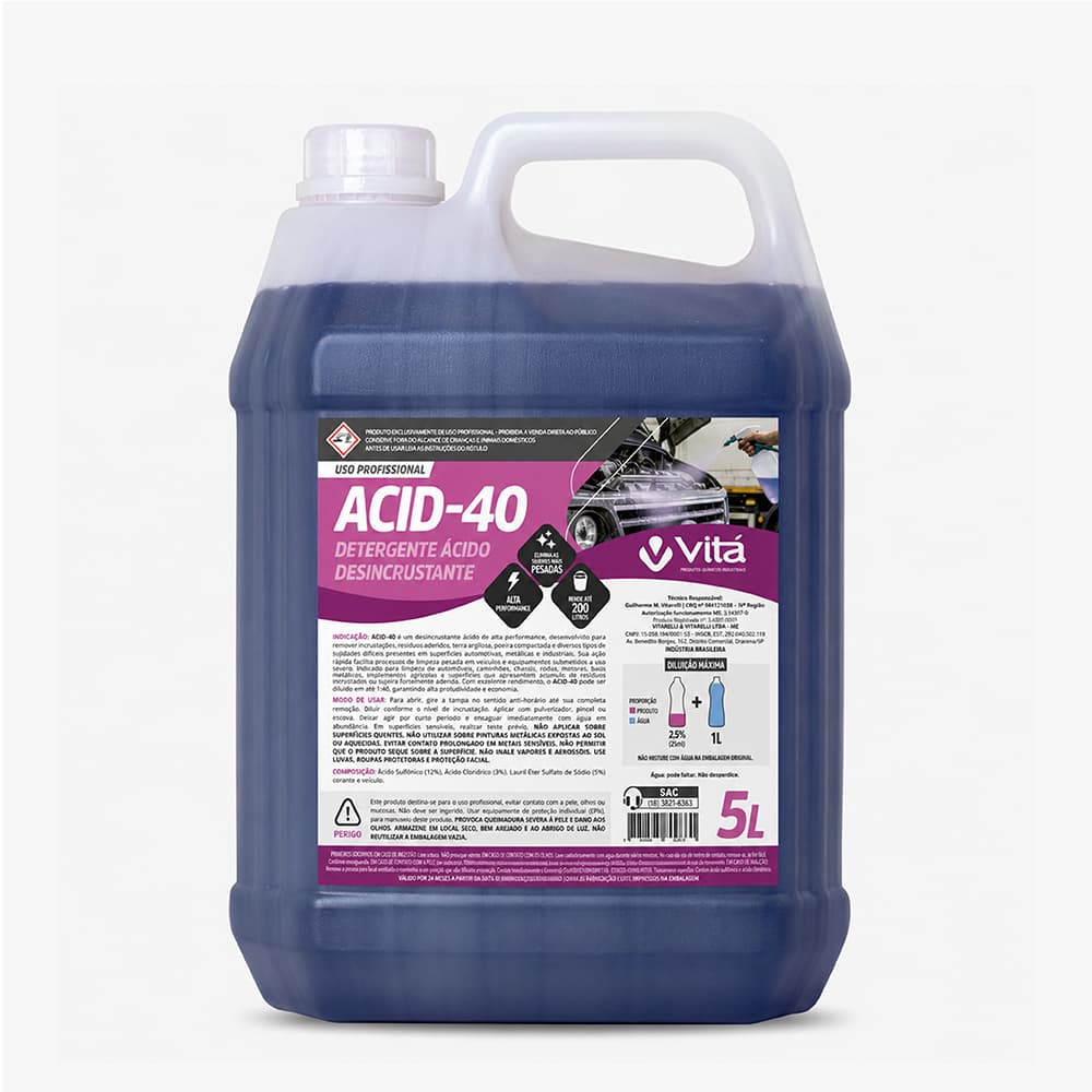 Detergente Ácido Desincrustante Concentrado Limpa Baú Chassi Alumínio Roda Automotivo LM Intercap 5L Diluição 1:40