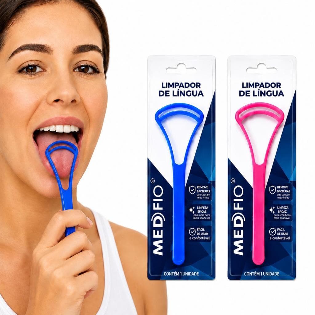 Kit 2 Limpador de Língua Higienizador Oral Remove Resíduos e Auxilia na Higiene Bucal