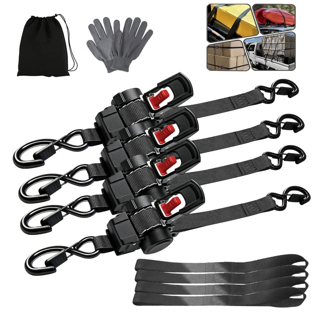 Kit 3/4/6 Cintas Catraca Retráteis Capacidade Máxima Carga 1600kg Cinta Para Carga Catraca Automática Retrátil 3.65 m