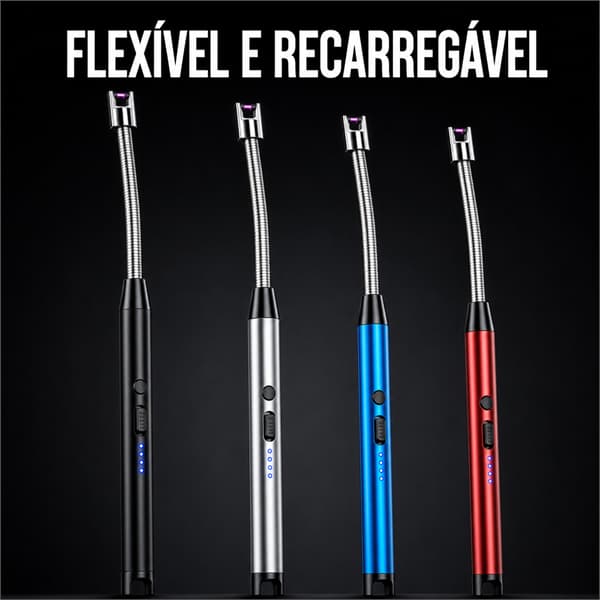 Acendedor Elétrico De Fogão Isqueiro De Plasma Recarregável USB Flexível 360 Graus