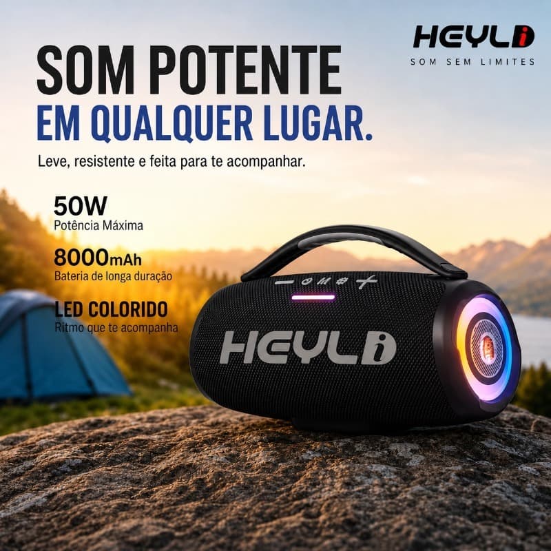 【✨Envio 24H】Caixa De Som Bluetooth Speaker 30W RGB LUZ LED Super Potente Com ALÇA PORTENTE TWS Resistente água HY-418
