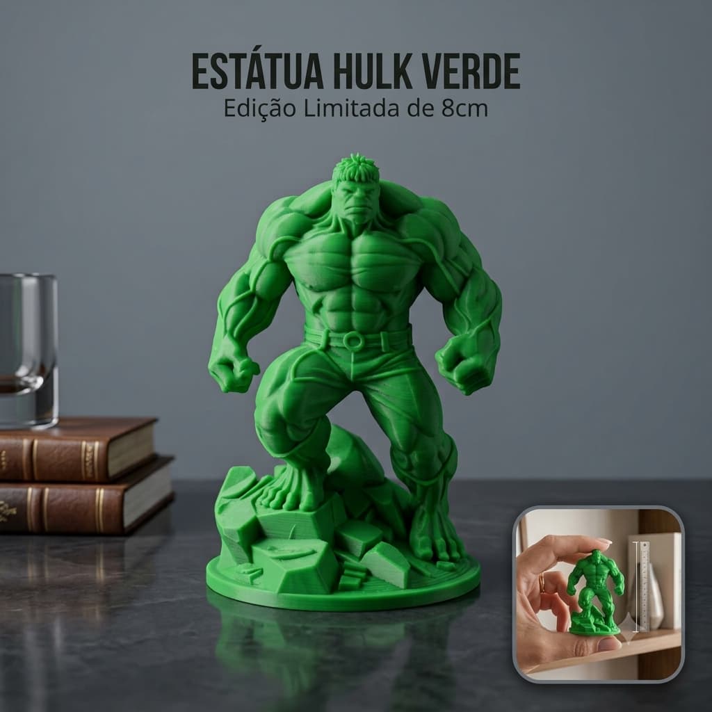 Miniatura Low Poly 3D Decoração Vingadores Geek Gamer Verde Herói Figure Action Coleção Fã HQ
