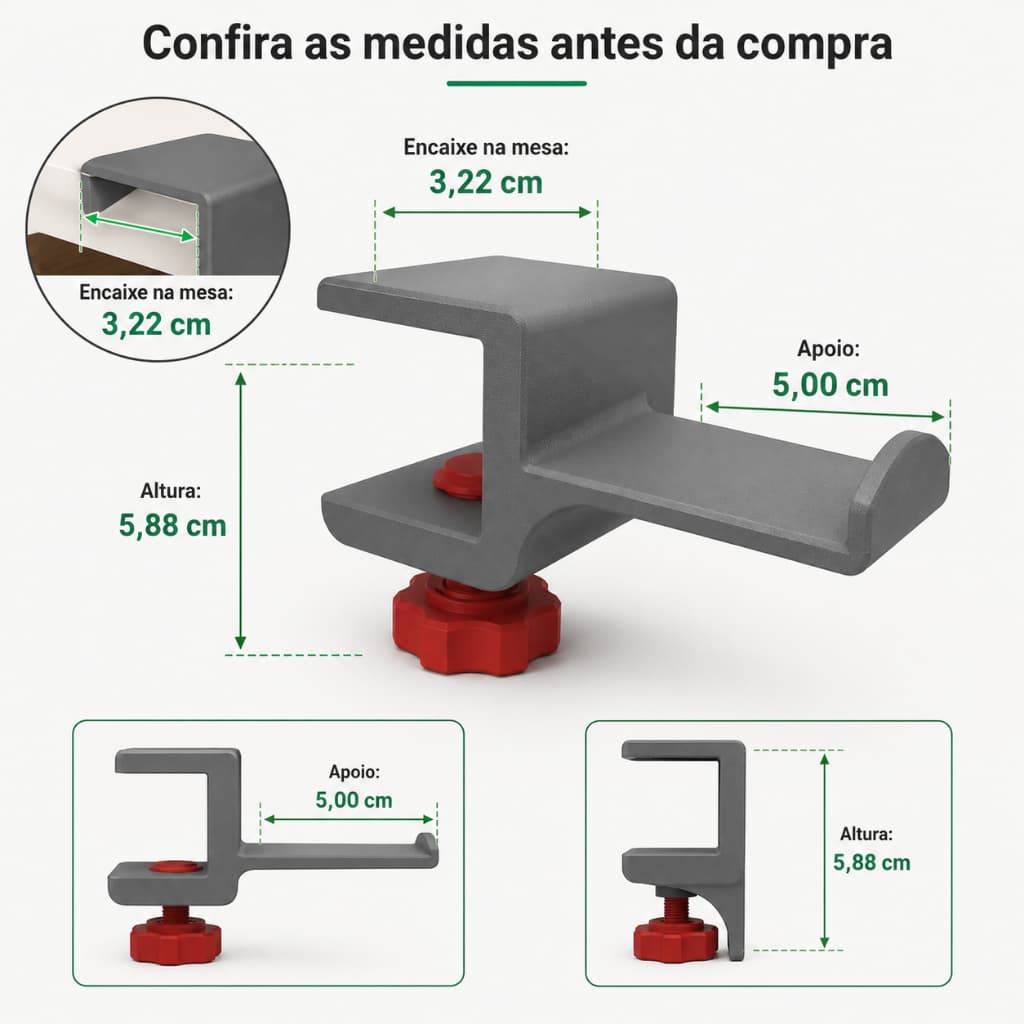 Suporte para Headset Fone de Ouvido Mesa Gamer Organizador Porta Fone com Fixação na Borda