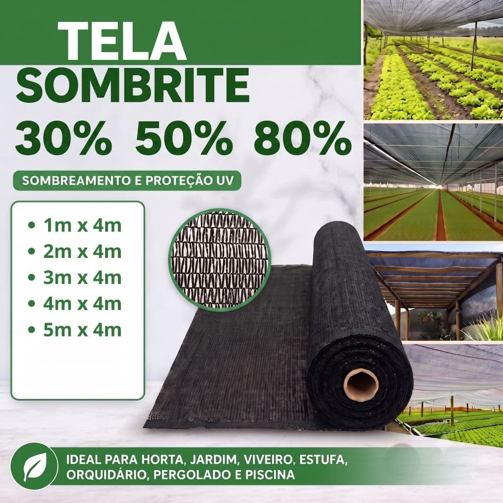 Tela Sombreamento 30% 50% 80% Varias Medidas Horta Jardim Estufa Sombrite Malha Agricola Raschel