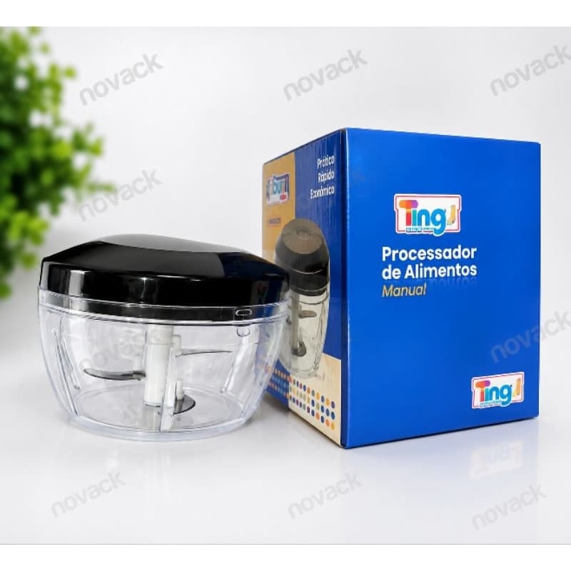 Processador de Alimentos Manual 500ml 3 Lâminas Triturador Picador de Alho Cebola Legumes Frutas