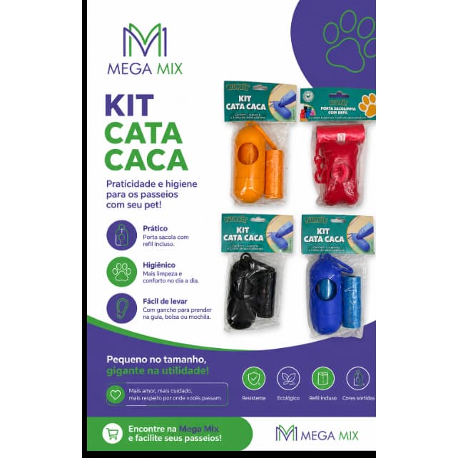Kit Cata Caca Fluffie Porta Saquinhos Higiênicos Com 2 Refis