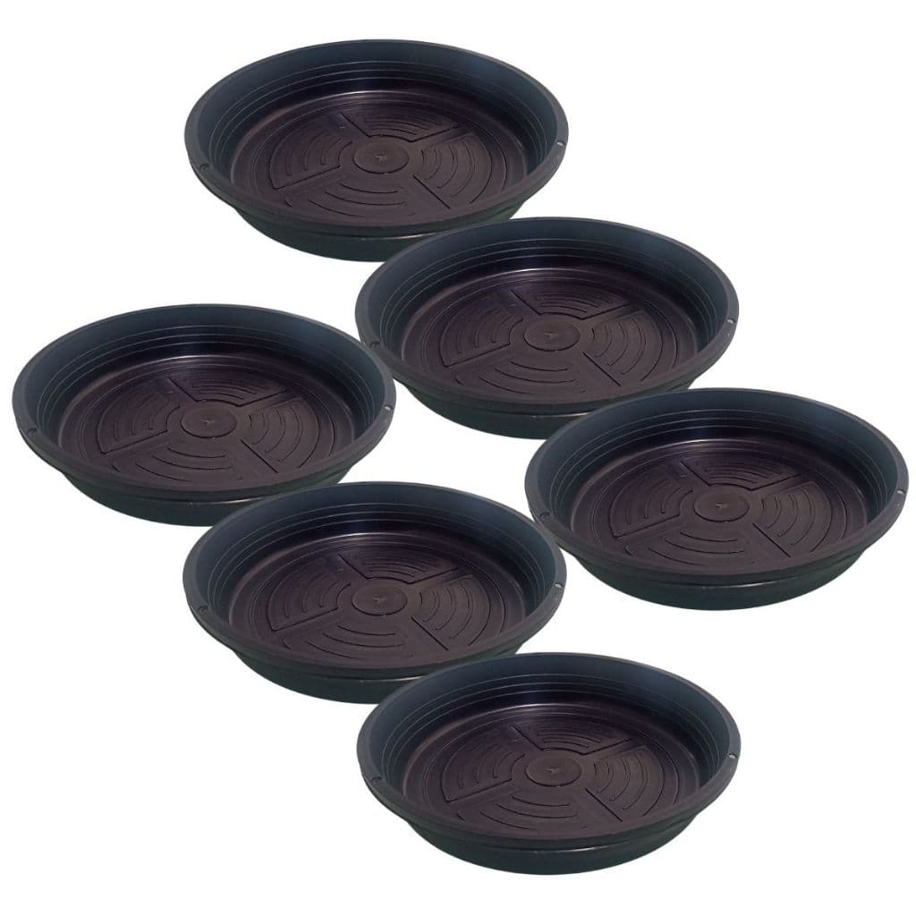Kit 6 Prato De Vaso 23cm Planta Pratos Médios Para Planta Plástico Preto Coletor de Agua