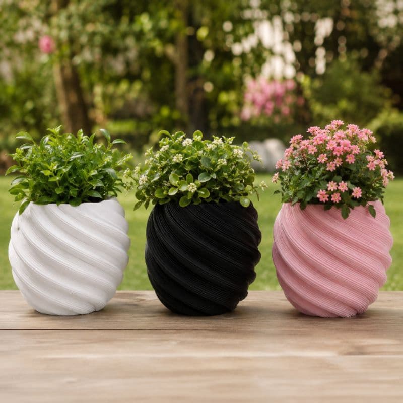 Kit 3 Vasos Decorativos Espiral Moderno Minimalista para Decoração Sala Mesa Estante Quarto Enfeite Vaso Cachepot