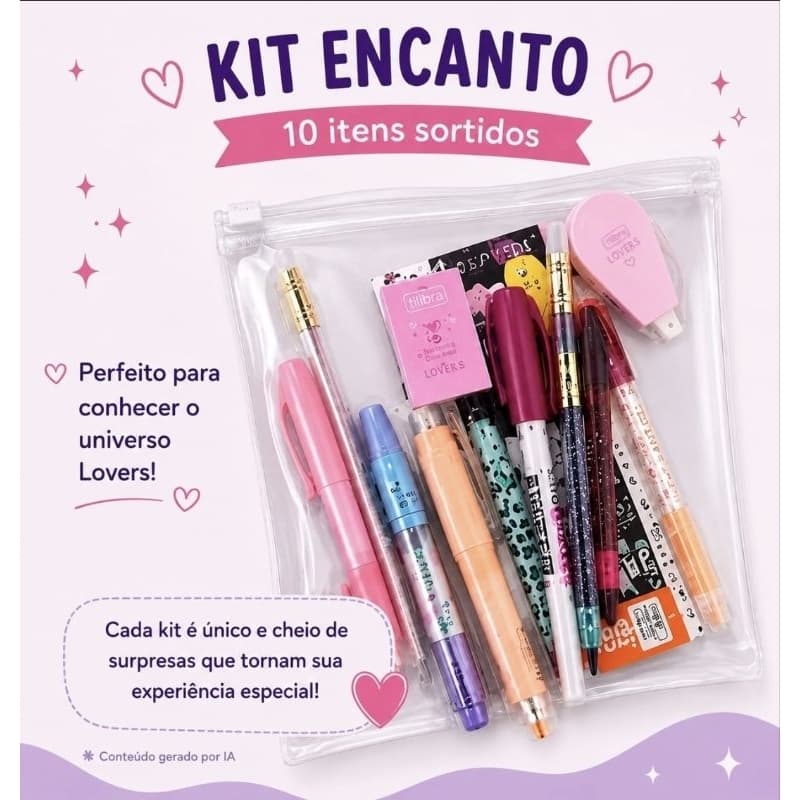 Kit Papelaria Fofa 10 Itens | Presente Criativo | Canetas, Marca-texto, Lapiseira e Acessórios