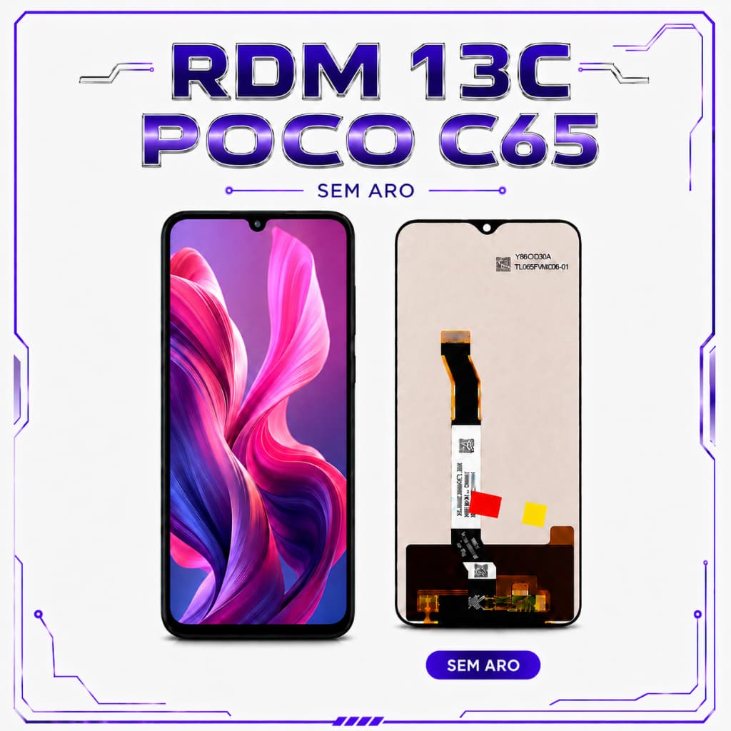 Tela LCD Touch para Redmi 13C / POCO C65 Sem Aro – Alta Definição, Cores Vivas e Toque Preciso