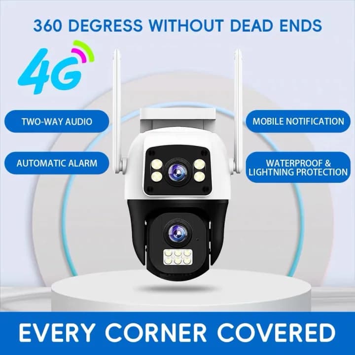 AURAFIT Câmera WiFi Olho de Águia 4MP Lente Dupla 360 Visão Noturna Colorida Rastreador IA IP66 Câmera Dupla