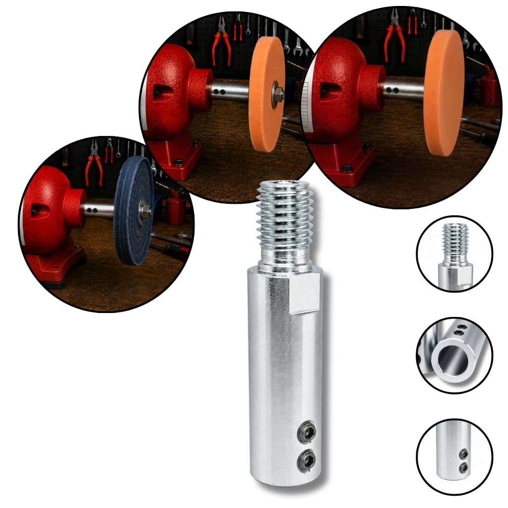 ADAPTADOR ESMERIL EIXO 1/2" (12,7 MM) PARA ROSCA M14 - CONECTOR MOTO-ESMERIL  1/2 PARA DISCOS M14
