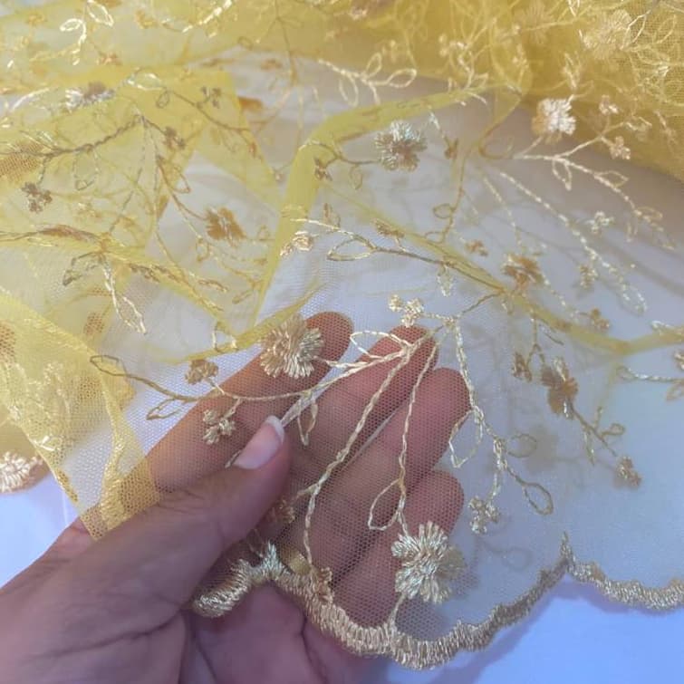 Tecido Tule Bordado com Barrado para Moda Festa Vestidos Saias Conjuntos Femininos