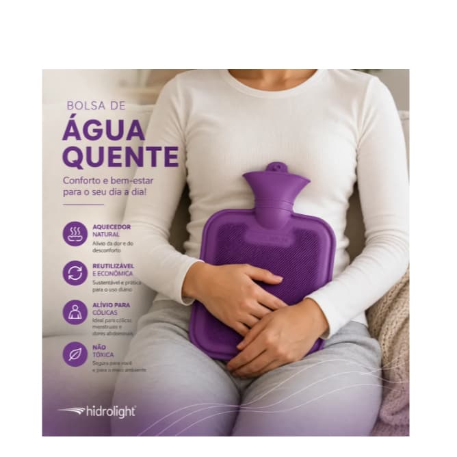 Bolsa Água Quente Hidrolight 1L Térmica Cólica Dor Muscular