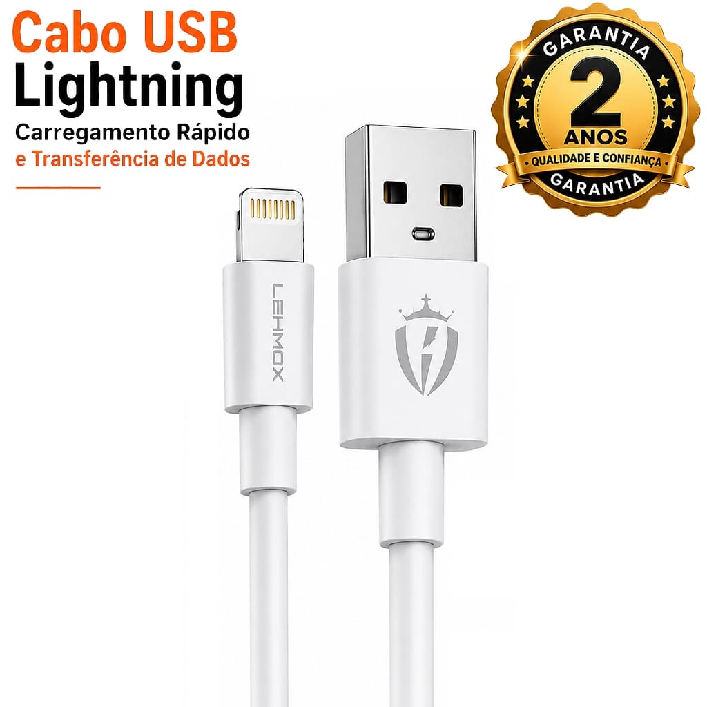 Kit 5 Cabos USB Tipo-A Lightning Para Carregamento Rápido e Sincronização iPhone e Tablet iPad