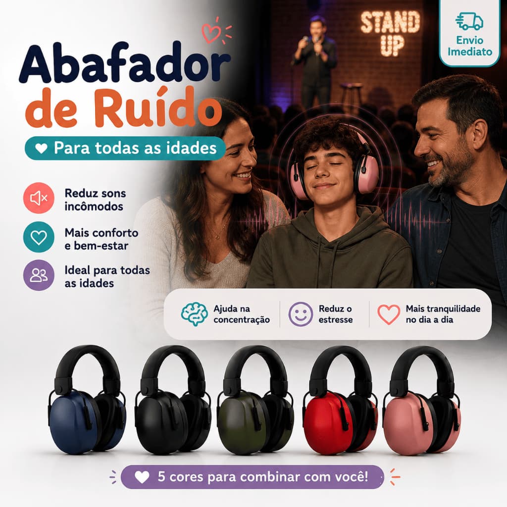 Fone Abafador de Ruído Infantil Adulto Protetor Auricular Autismo TDAH Sensorial Ajustável Estudo Viagem