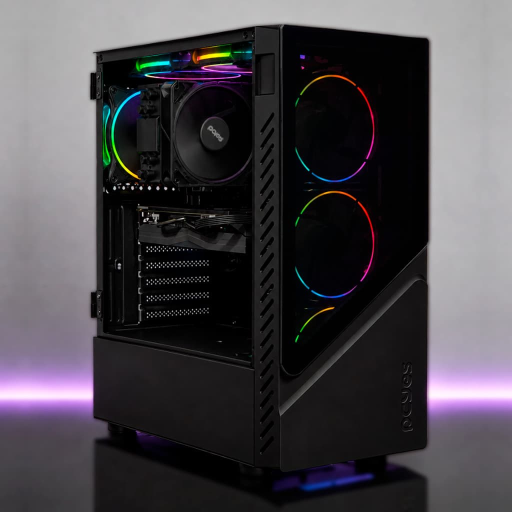 Gabinete Gamer Set Black Vulcan - Lateral Em Vidro - Pcyes