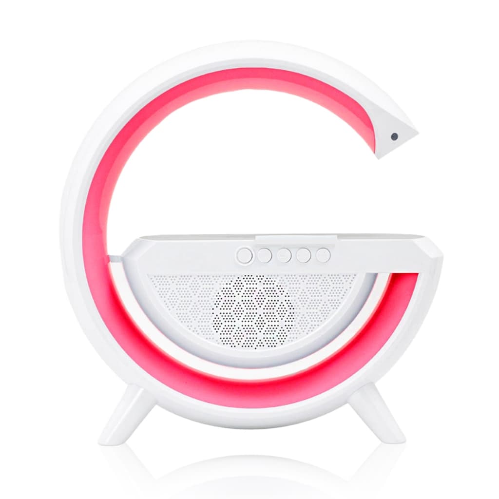 Luminária com Caixa de Som Bluetooth, Iluminação RGB e Carregamento por Indução