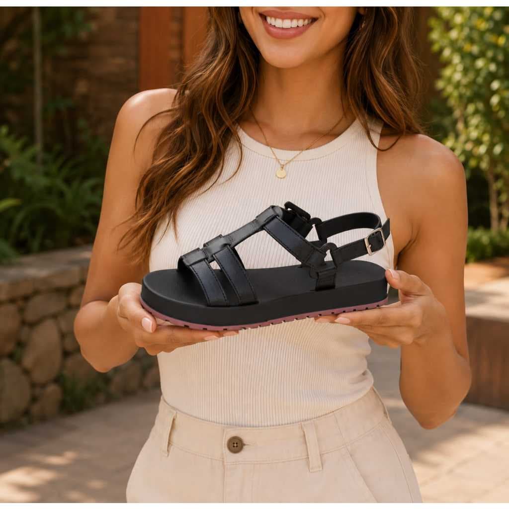 Sandália Plataforma Feminina Spider Leve Confortável Casual Dia a Dia Preta  Sandália Feminina Spider Flatform Con