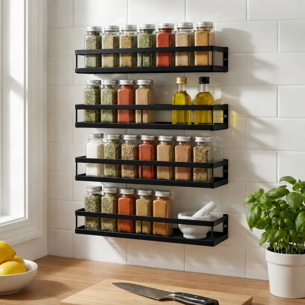 Suporte Porta Condimentos Temperos Prateleira de Parede para Cozinha Em Aço