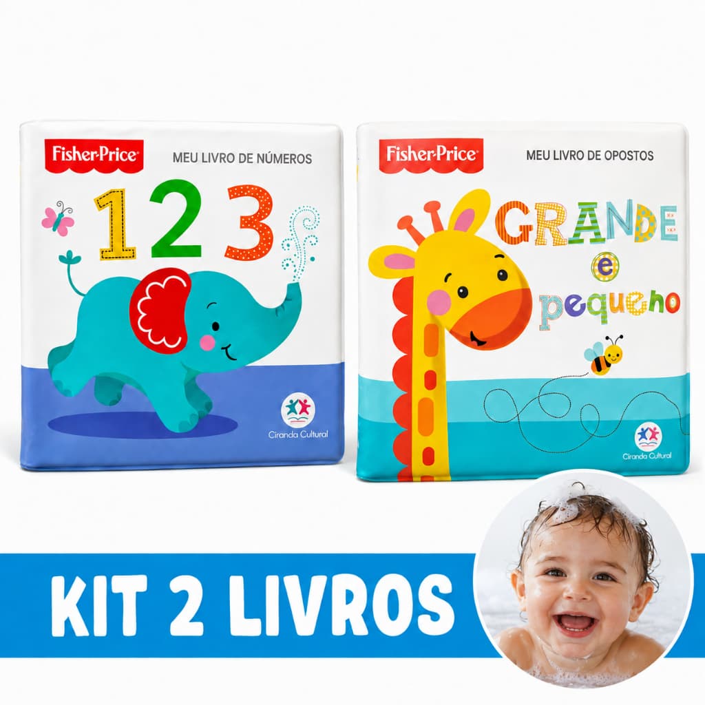 Livros De Banho Bebê Fisher Price Cores Números Opostos E Alfabeto Educativo Divertido