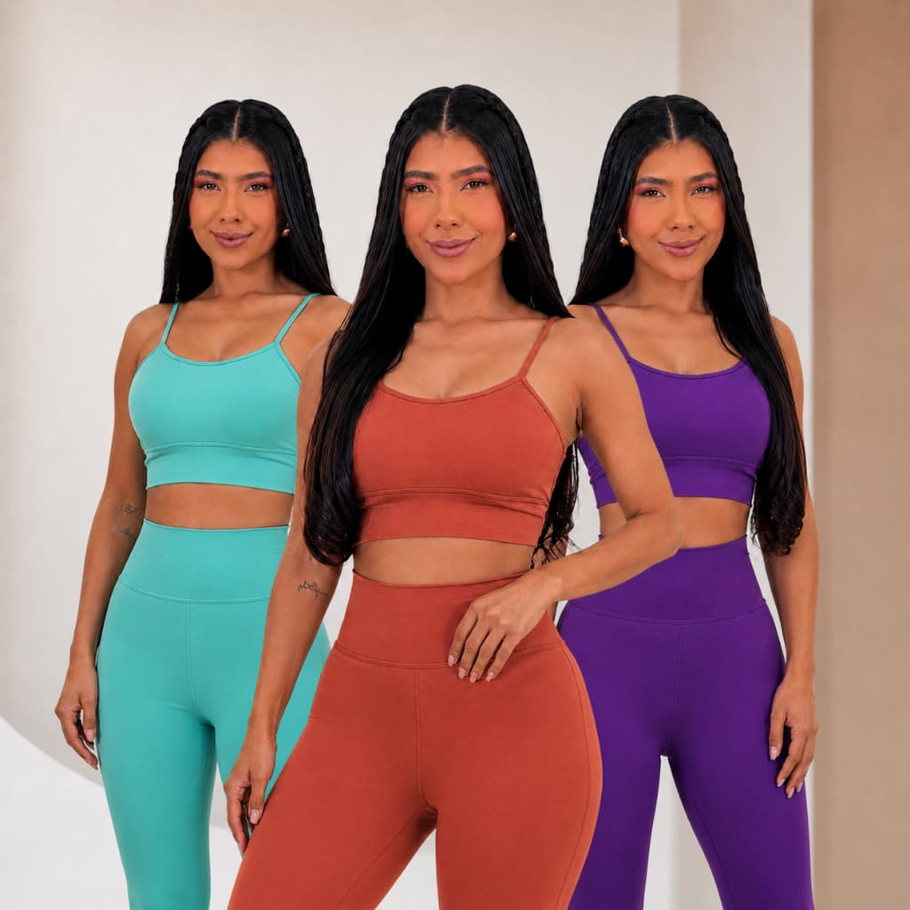 Kit  3 Top Feminino Esportes Fitness Alça Fixa Sustentável Suplex Reforçado