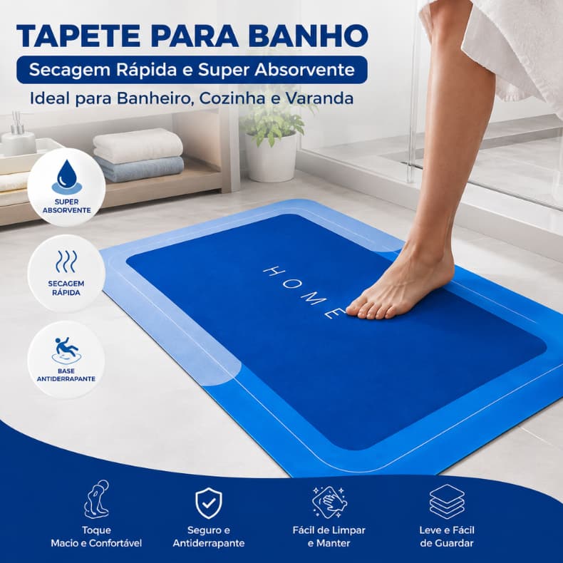 Tapete De Banheiro Efeito 3D Antiderrapante Absorvente (Não é Auto Relevo)
