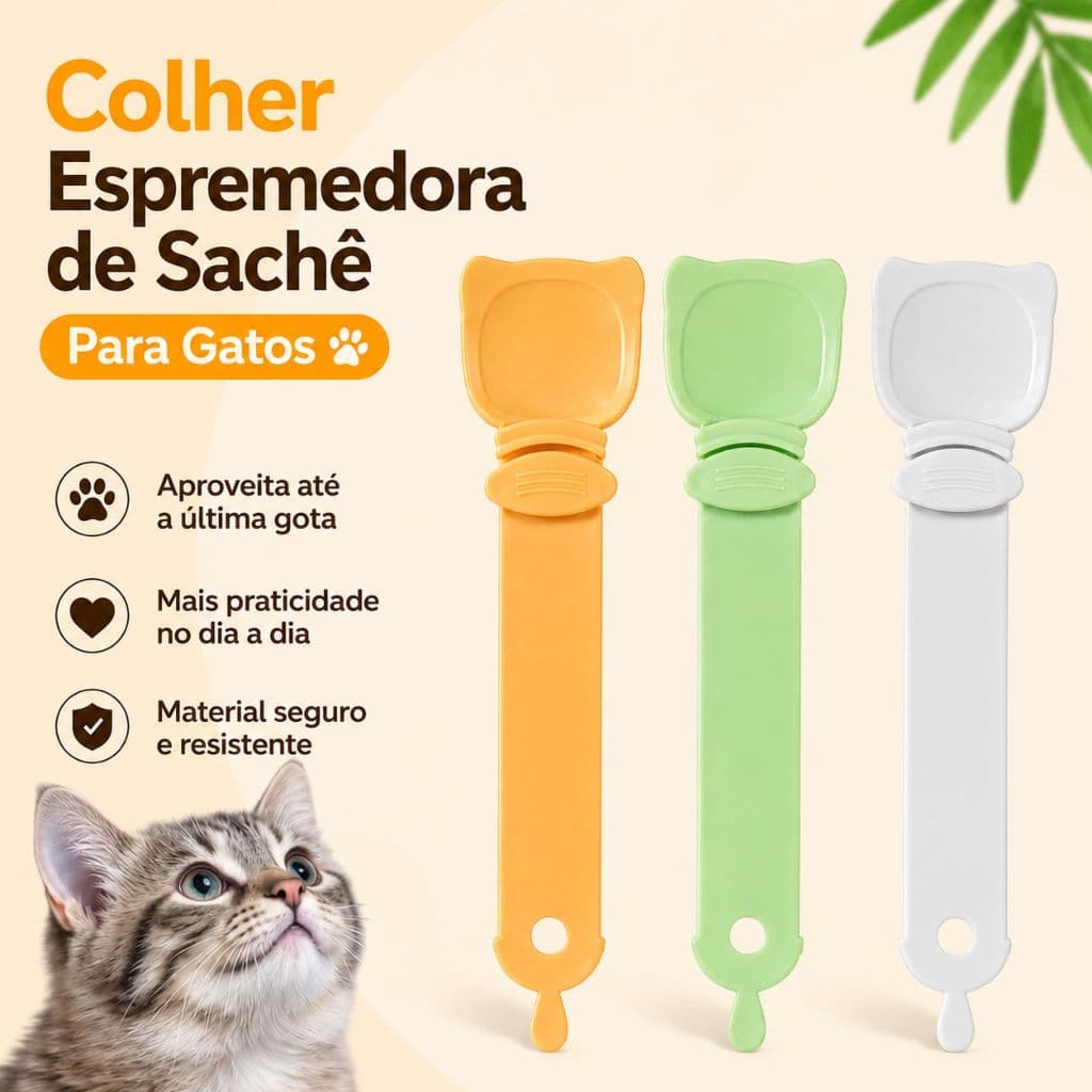 Colher Espremedora de Sachê Para Gatos Petisco Patê Cremoso Churu
