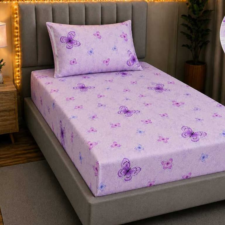 Jogo de Cama Estampado Solteiro com Elástico, Lençol + Fronha (2 Peças)
