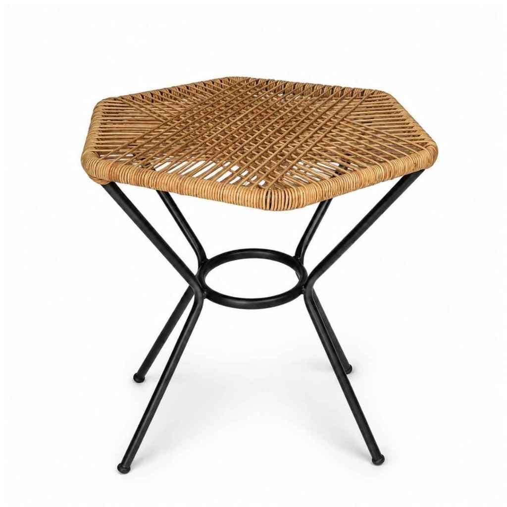 Mesa Lateral Tropicália na Fibra em Aço Carbono Ideal p/ Jardim, Varanda, Sala, Piscina