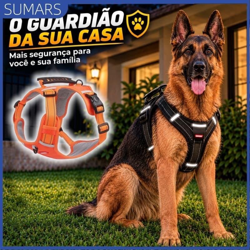 Peitoral Anti-Puxão Faixa Refletiva Ajustável para Cachorro Grande Coleira Peitoral